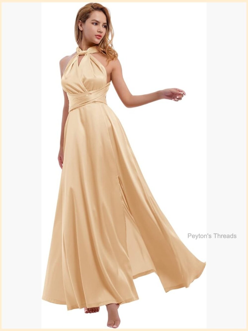 Satin Convertible Infinity Dress with Bandeau - Multi-Way Maxi Dress